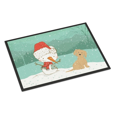 Carolines Treasures 18 x 27 in. Brown Maltese Snowman Christmas Indoor or Outdoor Mat CK2093MAT